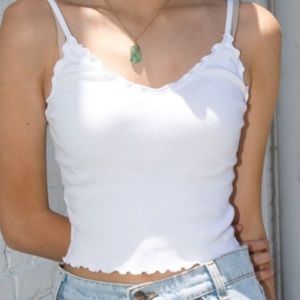 Brandy Melville White Nicolette Ruffle Tank